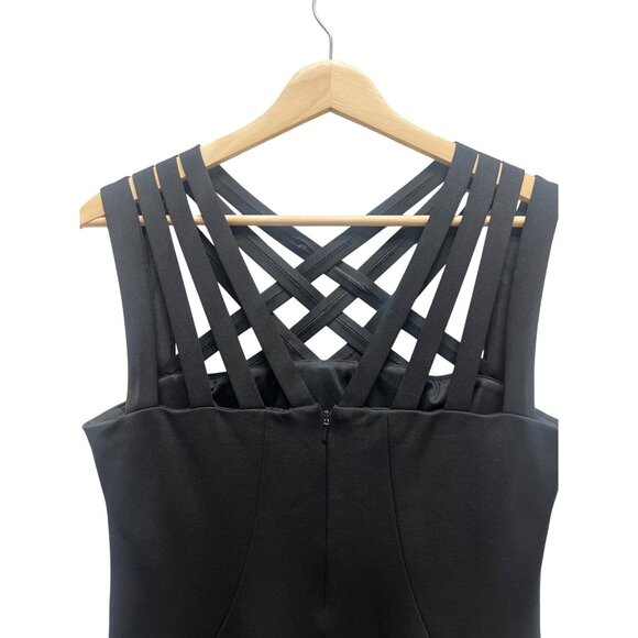 Cache Black Cris Cross Stap Bodycon Cocktail Dress - Picture 5 of 7